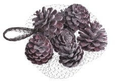 Vánoční přírodní dekorace Pine Fruit Flocking 5 - 7cm - 8ks