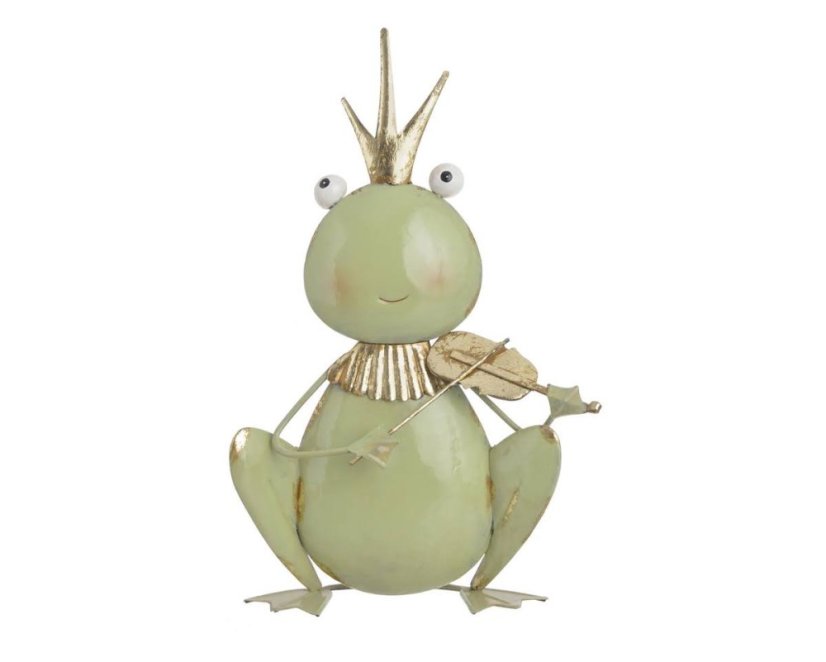 Dekorace  plechová sedící žába  25cmL x 11cmW x 41cmH