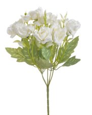 Kytice umělých růží s listy a doplňky, květ Ø 5cm/celkem dl. 30cm