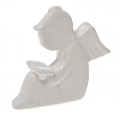Dekorace sedící porcelánový anděl plochý H 10cm