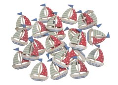 Plachetnice - dřevěný barevný výsek 4,5 cm, 24 ks, varianta A