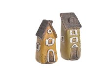 Dekorace keramický domek 4,7cmL x 4,5cmW x 9,8-11,1cmH