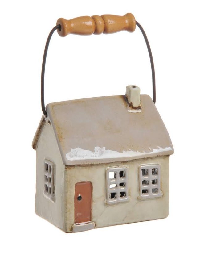 Dekorace svícen na light svíčku ve tvaru domku 13,5x12x9cm
