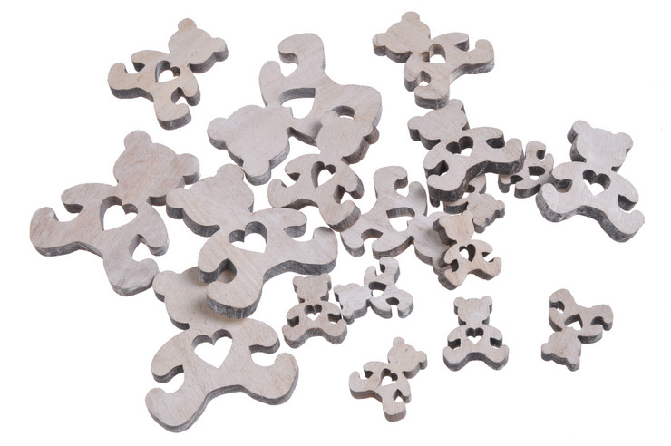 Dřevěný medvídek 3-7cm - 18ks