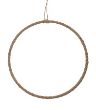 Dekorace - drátěná obruč opletená provázkem 40cm∅, tl. 0,6cm - závěs