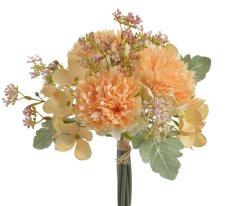 Kytice umělých pivoněk a hortenzií s doplňky a listy dl. 30cm
