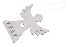 Vánoční dekorace dřevěný anděl 15x14cm výsek