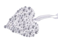 Závěsné srdce s perličkami, 12 cm, 2ks - stříbrné