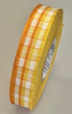 Tkaná kostková stuha se vzorem a drátem 25mm/25m