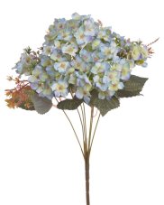 Kytice umělých hortenzií 7 květů s listy a doplňky, květ 10cm, dl.42cm