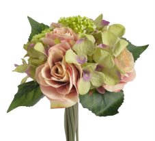 Kytice umělých hortenzií a růží s doplňky a listy dl. 30cm 149CAN76-11432_14