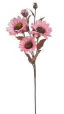 Umělá slunečnice s 3 květy, poupětem a listy, květ Ø 11 cm, dl. 62 cm
