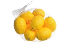 Dekorace plastové citrony v síťce .6cmØ, 9cmH - 9ks