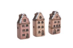 Dekorace keramický domek MIX druhů 3,2cmLx2,8cmWx7cmH - 24ks