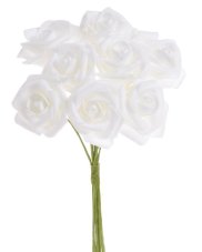 Svazek hlaviček pěnových růží na drátku Ø6cm/dl.25cm - 8ks
