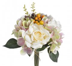 Svazek umělých růží a hortenzií, dl. 29cm