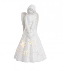 Dekorace porcelánový anděl s LED osvětlením 7,5cmLx7,5cmWx12,5cmH