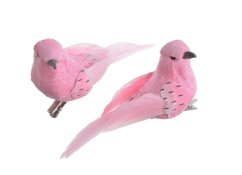 Dekorace péřový ptáček na klipu  11cmLx4cmWx5cmH - 2ks