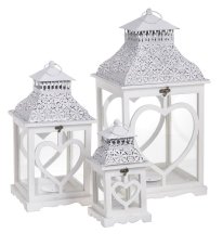Dřevěná dekorativní lampa 16cmLx16cmWx32cmH, 24cmLx24cmWx47cmH, 31,5cmLx31,5cmWx62cmH - set 3ks