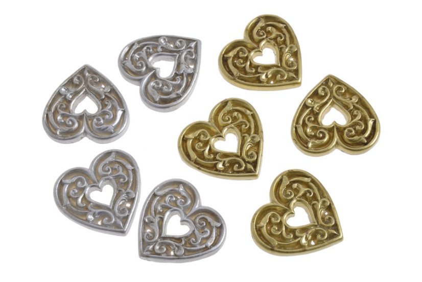 Plastové vykrojené srdce s ornamenty 3,5 x 3,5 cm, tl. 0,4 cm - 8ks
