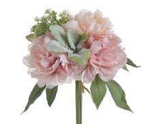 Kytice umělých pivoněk s 3 květy a listy, květ Ø 12cm, dl.celkem 32cm