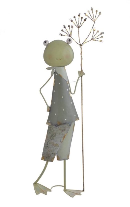 Dekorace  plechová stojící žába  34cmL x 13cmW x 79cmH