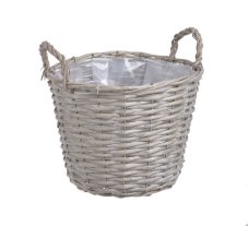 Proutěný koš na aranžování s igelitem uvnitř Ø 27x22cmH