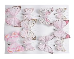 Motýlci z pravého, barveného peří na klipu 4,5/6/8cm různé velikosti - 10ks