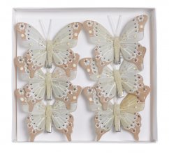 Dekorační  motýl na klipu 8cm  - 6ks