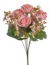 Kytice umělých květů s růžičkami a doplňky, dl. 36cm