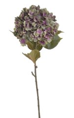 Umělá hortenzie s listy, hlava Ø 20cm, dl.80cm