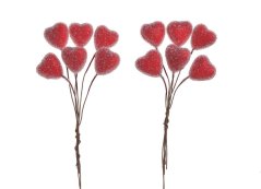 Dekorace srdce v cukru na drátku, srdce 2cm/dl.6cm -12ks