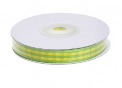 Tkaná stuha s potiskem 1cm/10yd - zelená/žlutá