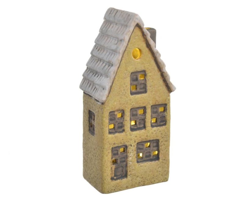 Dekorace svítící LED 2xLR44 keramický domek .7cmLx5,5cmWx18,5cmH