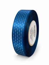 Atlasová stuha s metalickým prošitím 40 mm × 25 m – modrá/stříbrná