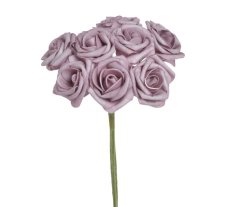 Svazek hlaviček pěnových růží na drátku Ø6cm/dl.25cm - 8ks