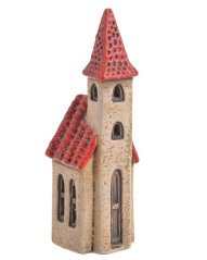 Dekorace keramický kostel  6,8cmLx6,3cmWx20,7cmH