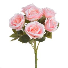 Kytice umělých růží, 7 květů, květ Ø 8cm, dl. celkem 43cm