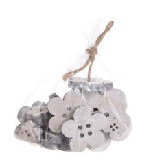 Jarní dekorace dřevěný kvítek/knoflík 2,5-7cm - 18ks výsek