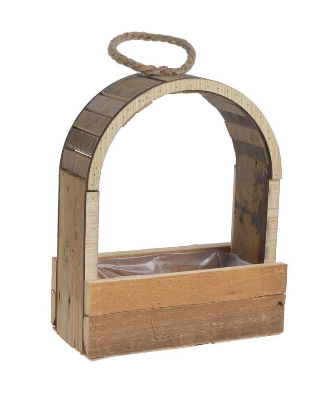 Dřevěná nádoba s igelitem uvnitř  12cmL x 23cmW x 29cmH - závěs