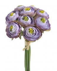 Svazek umělého pryskyřníku Ø květu 4-5cm, dl 24cm - fialovo hnědá