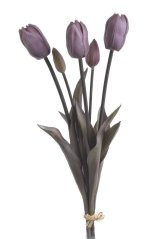 Svazek tulipánů s listy, 5 ks (3 květy + 2 poupata) 46 cm, barva 07