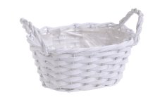 Oválný košík s uchy a s igelitem uvnitř  21 x 13 x H 10 cm