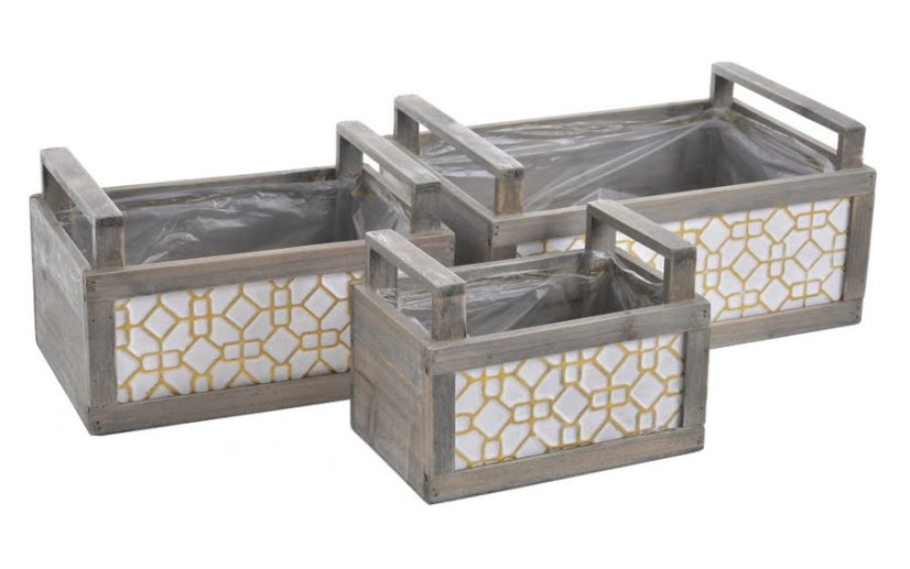 Sada dřevěných nádob  32cmLx21cmWx16cmH, 26cmLx17cmWx15cmH, 20cmLx13cmWx14,5cmH - 3ks