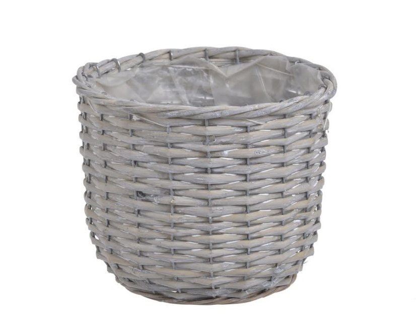 Proutěná nádoba na aranžování s igelitovou výstelkou  Ø20 x H17 cm