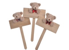 Dekorace dřevěná tabulka s plyšovým medvědem