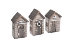 dekorace keramický domek .4,4cmL x 3,6cmW x 7-8cmH