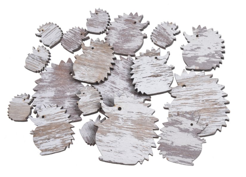 Dřevěný výsek ve tvaru ježek 3-7cm - 18ks