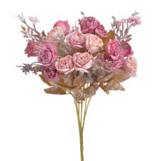 Kytice umělých růží 30 cm – růžová