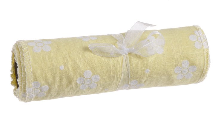 Plátno s potiskem květů 15 x 145 cm - žluté